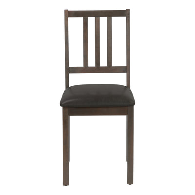 Set of 2 Brown Leather Look Upholstered Dining Chairs with Wood Legs