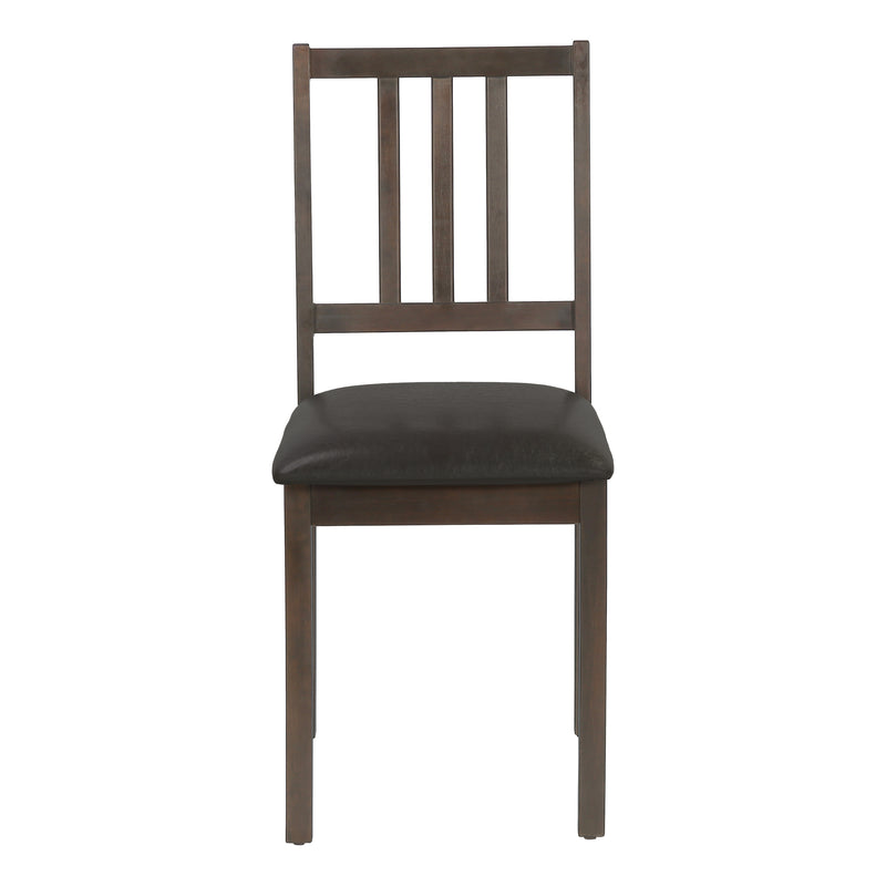 Set of 2 Brown Leather Look Upholstered Dining Chairs with Wood Legs