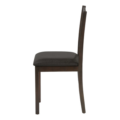 Set of 2 Brown Leather Look Upholstered Dining Chairs with Wood Legs