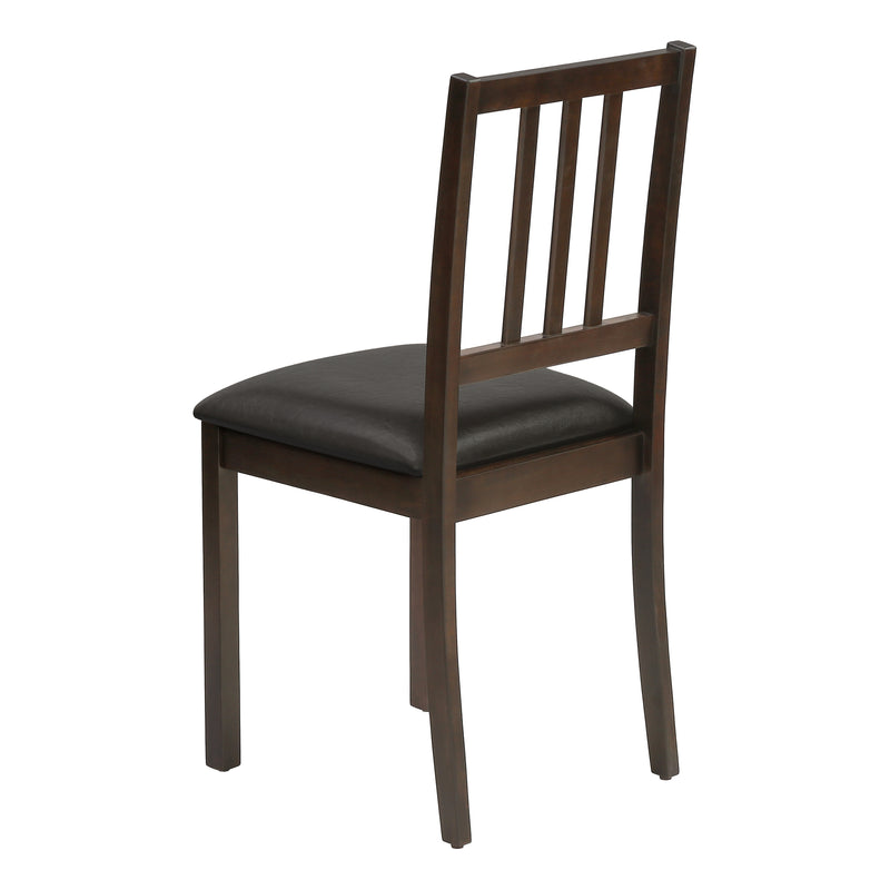Set of 2 Brown Leather Look Upholstered Dining Chairs with Wood Legs