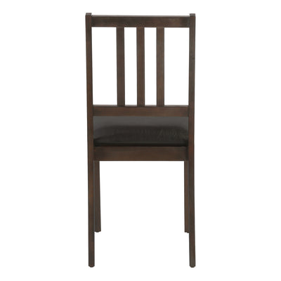 Set of 2 Brown Leather Look Upholstered Dining Chairs with Wood Legs