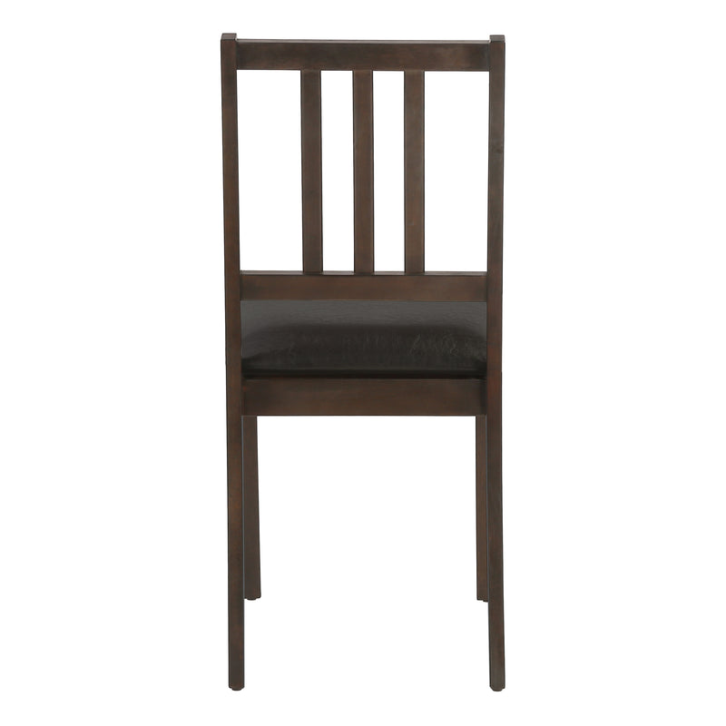 Set of 2 Brown Leather Look Upholstered Dining Chairs with Wood Legs