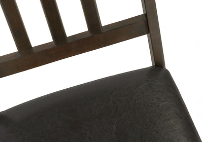 Set of 2 Brown Leather Look Upholstered Dining Chairs with Wood Legs