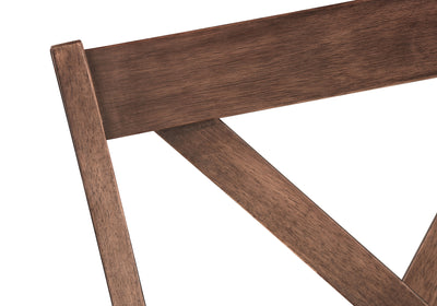 Set of 2 Brown Fabric Upholstered Dining Chairs with Walnut Wood Frame