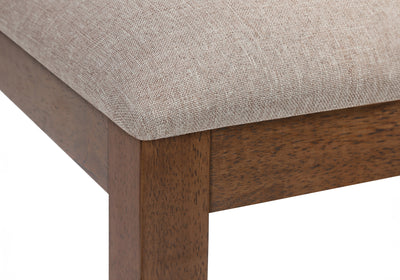 Set of 2 Brown Fabric Upholstered Dining Chairs with Walnut Wood Frame