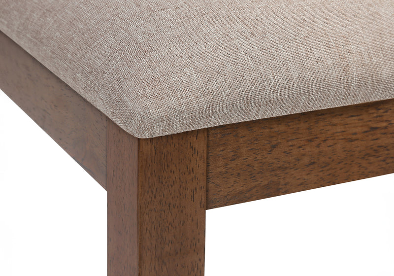 Set of 2 Brown Fabric Upholstered Dining Chairs with Walnut Wood Frame