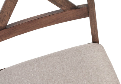 Set of 2 Brown Fabric Upholstered Dining Chairs with Walnut Wood Frame