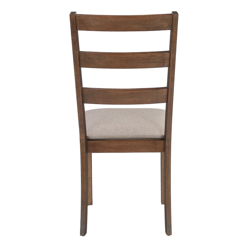 Set of 2 Upholstered Dining Chairs, Brown Fabric, Walnut Legs