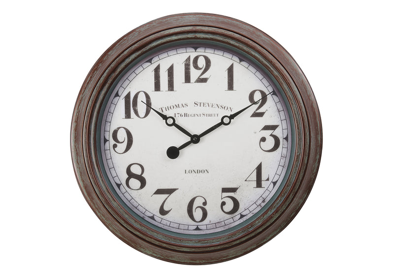 20" Round Wall Clock Antique Brown Transitional Style - Vintage Decor