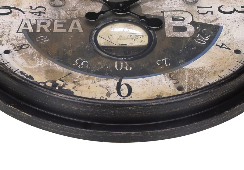 20" Round Wall Clock Antique Brown Transitional Style - Vintage Decor