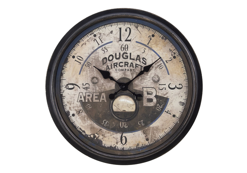 20" Round Wall Clock Antique Brown Transitional Style - Vintage Decor