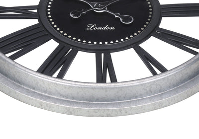 20" Round Black Silver Wall Clock - Transitional Design