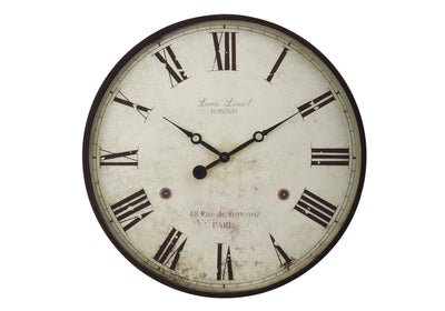 20" Round Wall Clock Antique Brown Transitional Style - Vintage Decor