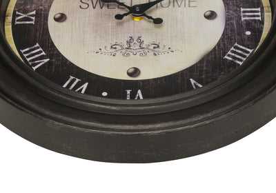 16" Round Antique Brown Wall Clock - Transitional Style"