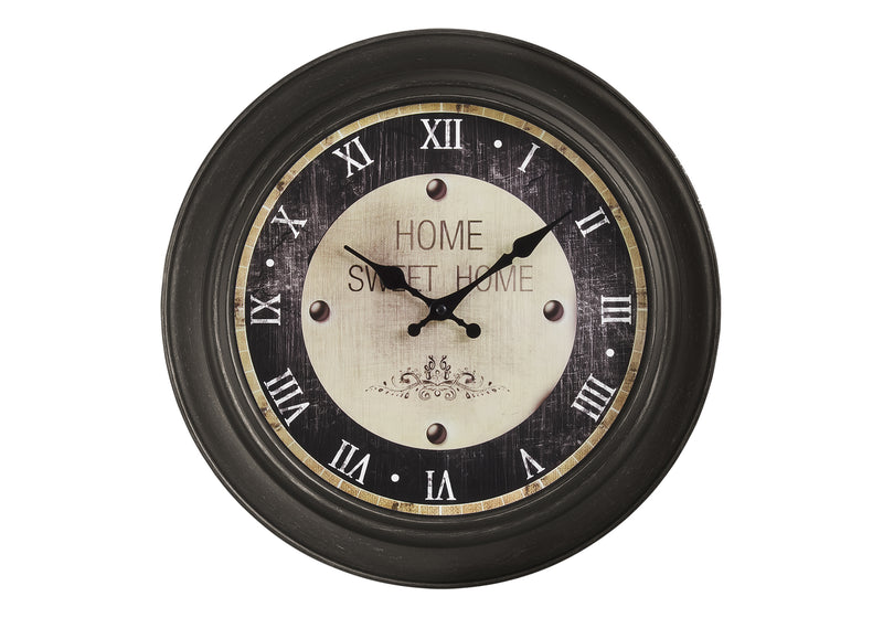 16" Round Antique Brown Wall Clock - Transitional Style"