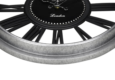 Transitional 16" Round Wall Clock in Silver and Black