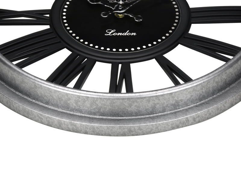 Transitional 16" Round Wall Clock in Silver and Black