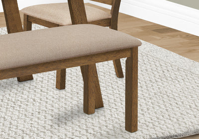 Transitional Wood Upholstered Bench, 42" Rectangular, Brown & Beige - Dining Room, Kitchen, Entryway