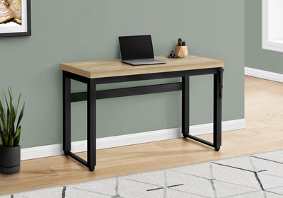 Computer Desk - 48"L / Natural / Adj.Height/ Black Metal - I 7678
