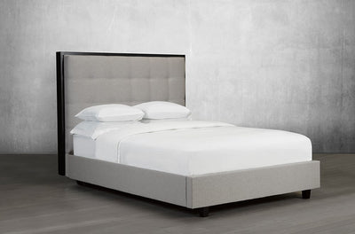 Classic Bed with tufted headboard and stained wood trim - R-163-D-HB
