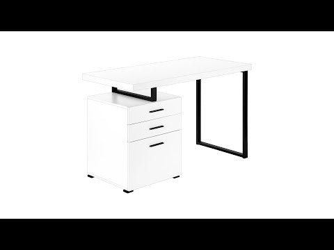 Computer Desk - 48"L / White / Black Metal / L/R Face